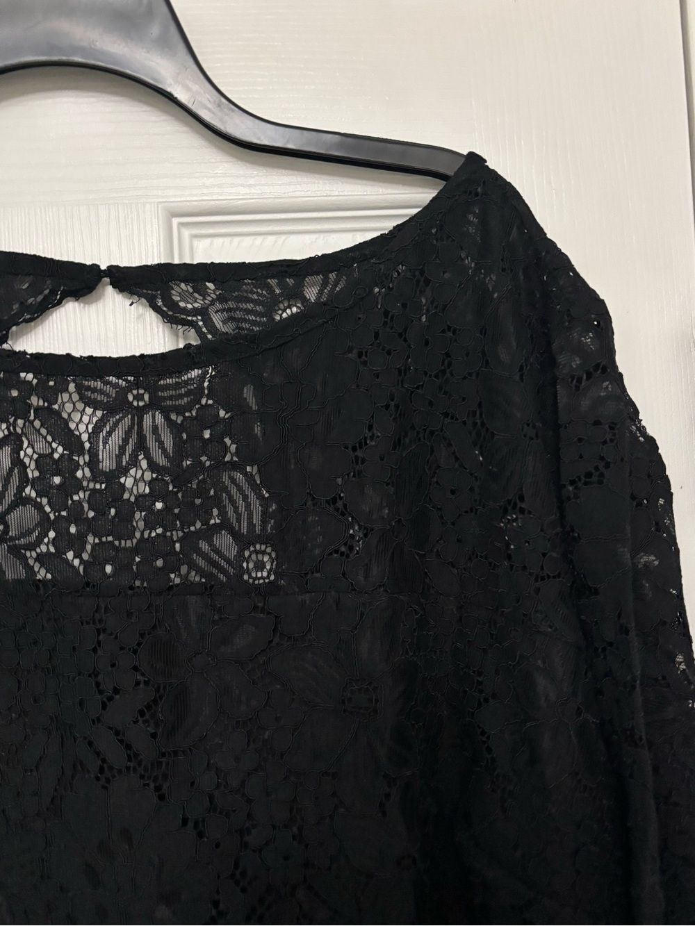 LOFT Black Lace Sheath Dress Size 22 3/4 Sleeve Keyhole Back NWT - Picture 4 of 8